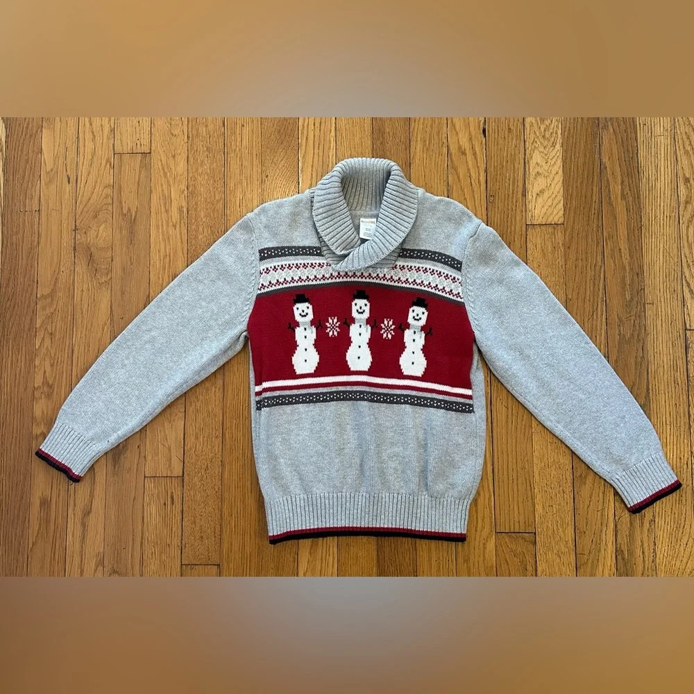 Gymboree Gray and Red Knit Holiday Sweater. Boys size M (7-8)